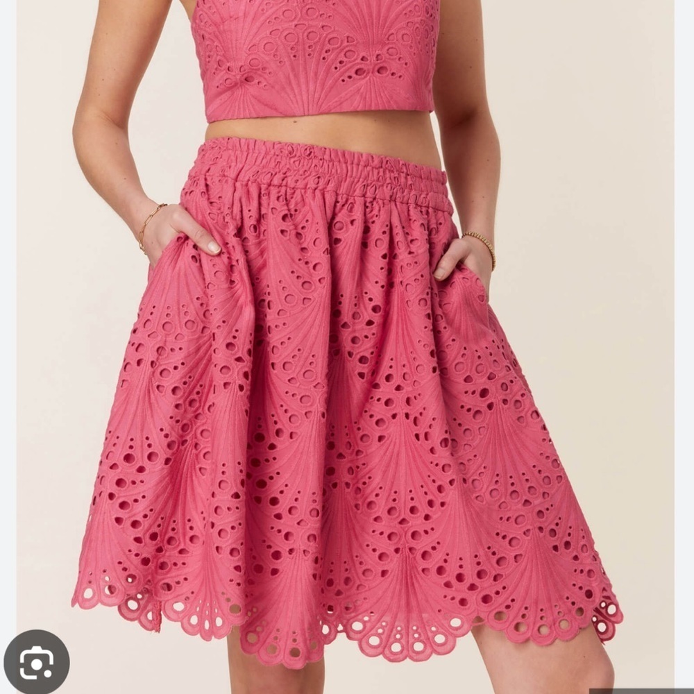 Andie The Mona Eyelet Skirt Rosette Red XL